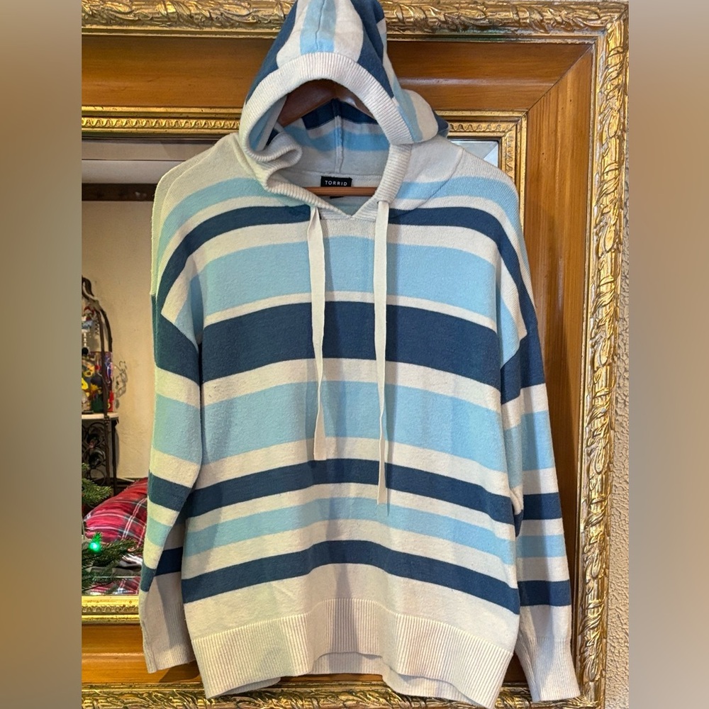 Torrid Striped Hooded Sweater - Size 00 (M)